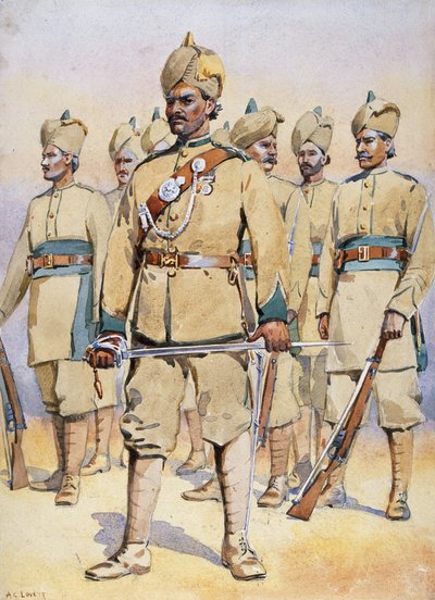 Soldiers of the 33rd Punjabis, Subadar, Punjabi Musalmans, illustration for 